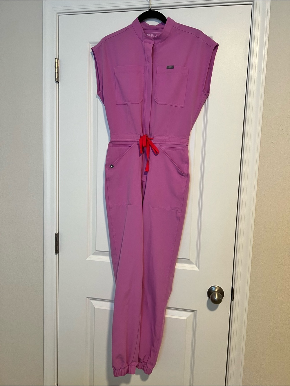 Figs Pink Cloud Rafaela Cargo Jumpsuit